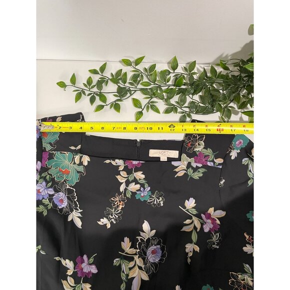Floral Long-Sleeve Shift Dress By Loft Plus Sz 20 Black With Multicolor Flowers - Picture 10 of 13